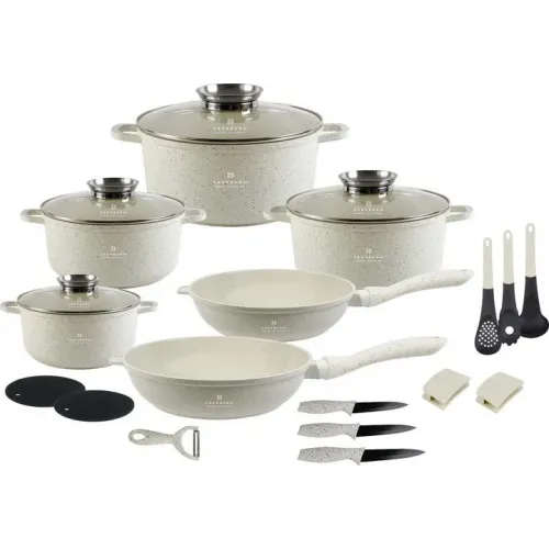 Набір посуду Edenberg із алюмінію з мармуровим антипригарним покриттям 21 предмет Бежевий (EB-8185)