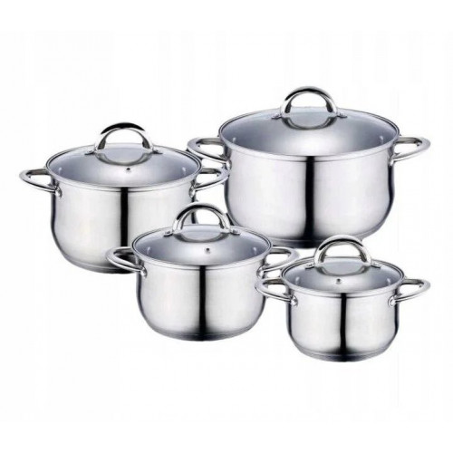 Набір каструль із нержавіючої сталі 8 предметів Edenberg 2.1л, 2.9л, 3.9л, 6.5л (EB-4003)