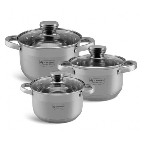 Набір каструль Edenberg 6 предметів з нержавіючої сталі (EB-4031)