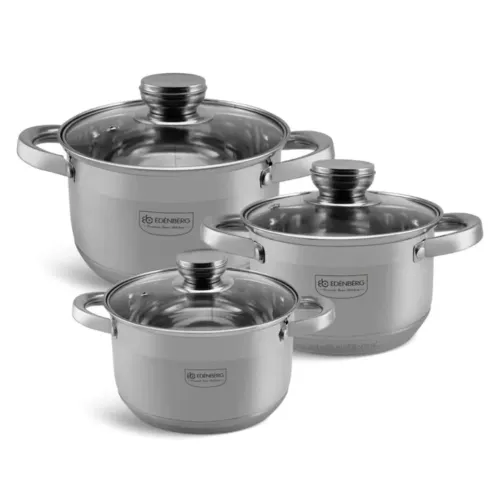 Набір каструль Edenberg 6 предметів з нержавіючої сталі (EB-4031)
