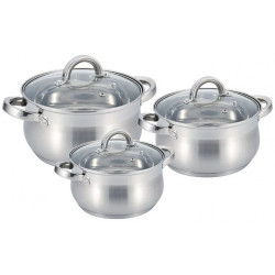 Набір каструль Benson BN-209 з нержавіючої сталі 6 предметів, багатошарове антипригарне дно,