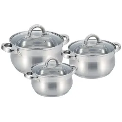 Набір каструль Benson BN-209 з нержавіючої сталі 6 предметів, багатошарове антипригарне дно,
