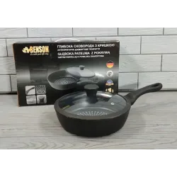 Сковорода Benson 28 см глубокая с алмазным антипригарным покрытием с крышкой (BN-450)