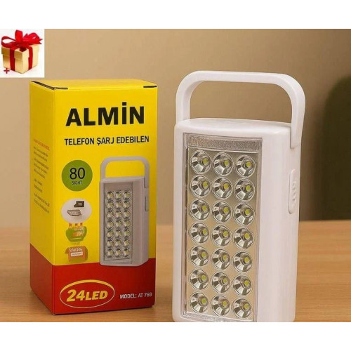 Almina DL-2424 24 LED переносна лампа з повербанком .В ящику тільки білий колір.