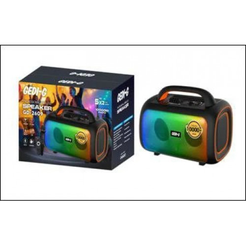 Аккумуляторная блютуз колонка 2 микрофона 2*5″ GD-2609