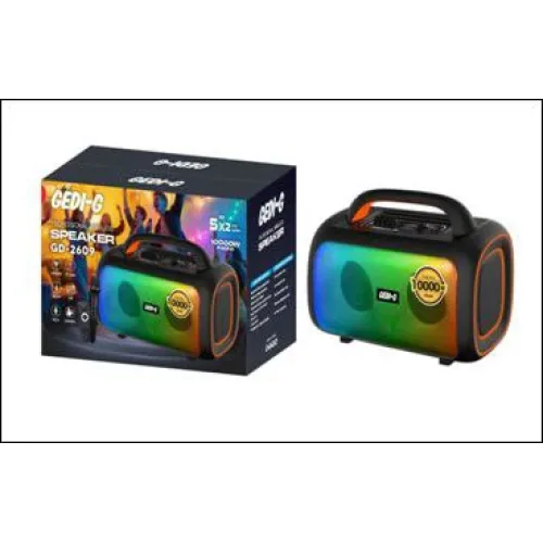 Аккумуляторная блютуз колонка 2 микрофона 2*5″ GD-2609