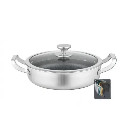 Сотейник глубокий BN-700  28*7.5 см из нержавеющей стали профессиональный Антипригарное покрытие