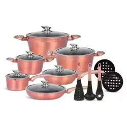 Набір посуду Edenberg EB-5625 15 предметів — Литий алюміній, тришарове мармурове покриття, професійні казани, сковороди та кухонне приладдя