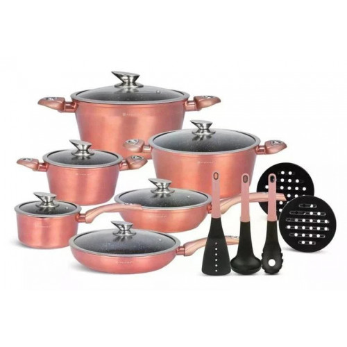 Набір посуду Edenberg EB-5625 15 предметів — Литий алюміній, тришарове мармурове покриття, професійні казани, сковороди та кухонне приладдя