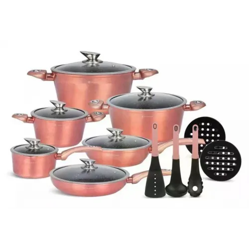 Набір посуду Edenberg EB-5625 15 предметів — Литий алюміній, тришарове мармурове покриття, професійні казани, сковороди та кухонне приладдя