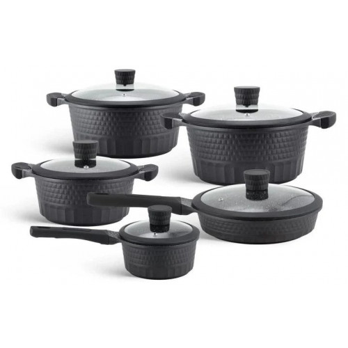 Набір посуду Edenberg із алюмінію 10 предметів з мармуровим антипригарним покриттям з кришками (EB-9186)