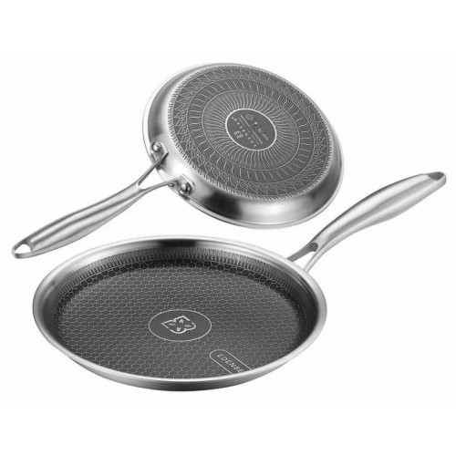 EB-13053 Сковорода Для Млинців 24 см. Внутрішній і Дно - Текстурована Нержавіюча Сталь (Стільниковий)