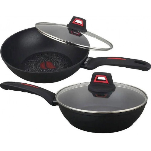 Сковорода глибока з кришкою з індикатором нагріву 28 см Edenberg EB-13088