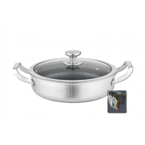 Сотейник глубокий BN-699 (6) 26*7.5 см из нержавеющей стали профессиональный Антипригарное покрытие