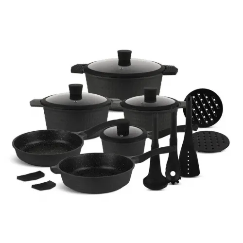 Набір посуду Edenberg з антипригарним мармуровим покриттям 17 предметів (EB-5645)