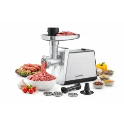 Мясорубка LumaBella LB-56025 (3000 W)
Мясорубка LumaBella LB-56025 — мощное и надёжное устройство для быстрого и качественного измельчения мяса и других продуктов. Высокая мощность 3000 Вт обеспечивает стабильную работу даже с плотным мясом, позволяя легк