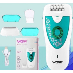 Эпилятор VGR V-722 GREEN (аккумуляторный, 2 скорости, 32 пинцета, с насадками)