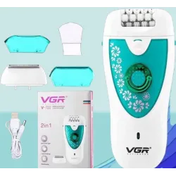 Эпилятор VGR V-722 GREEN (аккумуляторный, 2 скорости, 32 пинцета, с насадками)