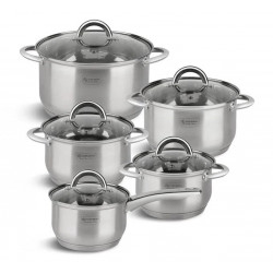 Набір каструль Edenberg 10 предметів із нержавіючої сталі 2.1/2.1/2.9/3.9/6.6л (EB-4005)