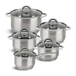 Набір каструль Edenberg 10 предметів із нержавіючої сталі 2.1/2.1/2.9/3.9/6.6л (EB-4005)