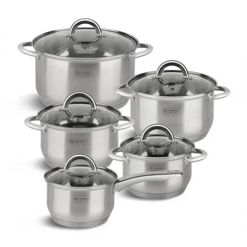 Набір каструль Edenberg 10 предметів із нержавіючої сталі 2.1/2.1/2.9/3.9/6.6л (EB-4005)