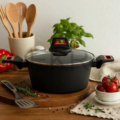 EB-13095 Каструль (Казан) З Термоіндикатором Зі Скляною Кришкою 4,0 Лтр. (24x11,0 см.)