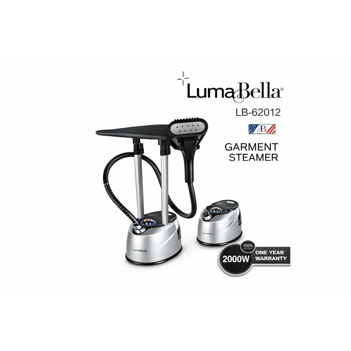 Отпариватель для одежды LumaBella LB-62012 (2000 Вт) LumaBella LB-62012 — мощный напольный отпариватель для быстрого и бережного ухода за одеждой и текстилем. Идеально подходит для дома, магазина одежды и ателье. (арт. 22566)