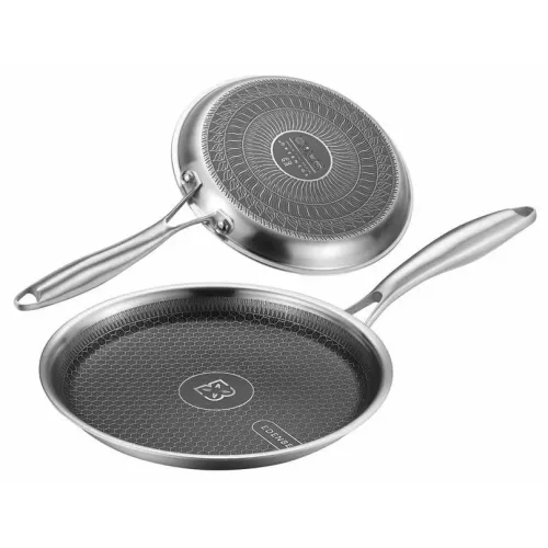 EB-13052 Сковорода Для Млинців 22 см. Внутрішній і Дно - Текстурована Нержавіюча Сталь (Стільниковий)