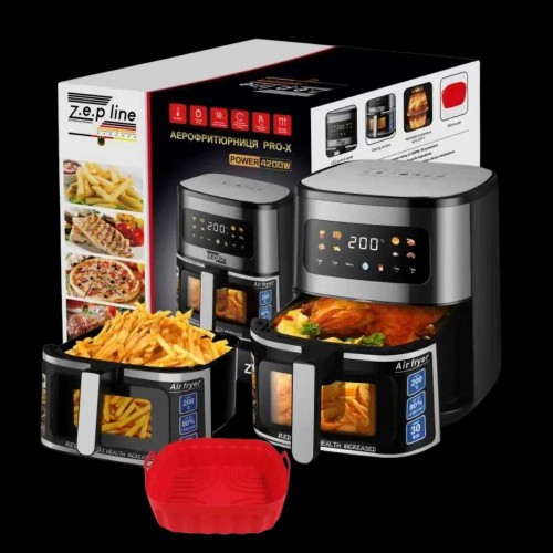 Аэрофритюрниця на 6,5л з двома тенами 4200 Вт Zepline ZP-00234 на 8 програм з силіконовою формою