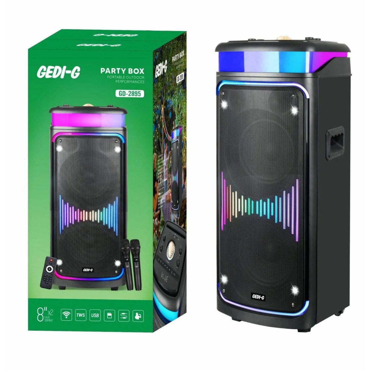 GeDi-G 2895 2*8″ два микрофона 60Вт (арт. 14932)