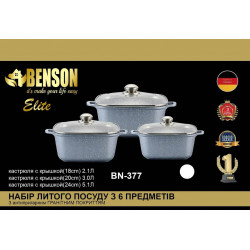 Набор кастрюль с гранитным покрытием 6 предметов BN-377