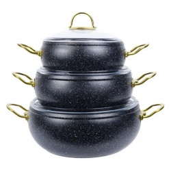 Набір посуду Edenberg 6 предметів з мармуровим антипригарним покриттям Чорний (EB-12943)