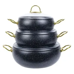 Набір посуду Edenberg 6 предметів з мармуровим антипригарним покриттям Чорний (EB-12943)