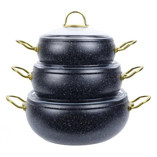 Набір посуду Edenberg 6 предметів з мармуровим антипригарним покриттям Чорний (EB-12943)