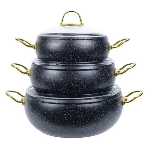 Набір посуду Edenberg 6 предметів з мармуровим антипригарним покриттям Чорний (EB-12943)