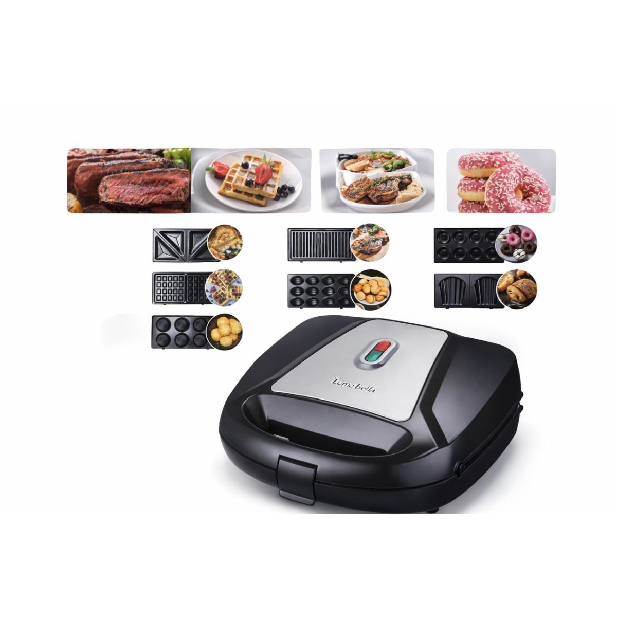 Мультифункциональный снек-мейкер LumaBella LB-58054 (7 в 1) LumaBella LB-58054 — это удобный и стильный кухонный прибор, который заменяет сразу несколько устройств. Идеально подходит для быстрого приготовления завтраков, перекусов и десерто (арт. 22544)