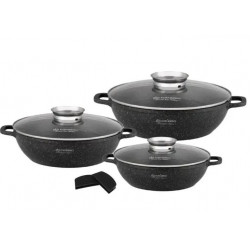 Набір кухонного посуду Edenberg EB-8160 казанів-сотейників з кришками 6 предметів мармурове покриття