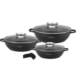 Набір кухонного посуду Edenberg EB-8160 казанів-сотейників з кришками 6 предметів мармурове покриття