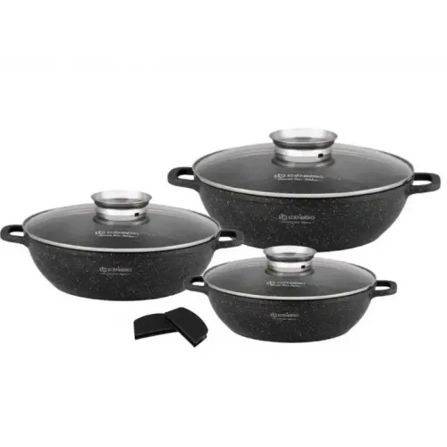 Набір кухонного посуду Edenberg EB-8160 казанів-сотейників з кришками 6 предметів мармурове покриття
