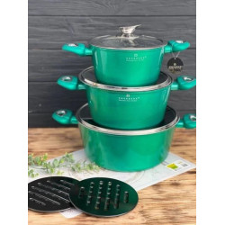 Набір каструль Edenberg EB-7427 8 предметів з мармуровим покриттям антипригарним Зелений