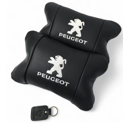 Набор подушек Peugeot из кожи + брелок в подарок, Автоподушки с вышивкой