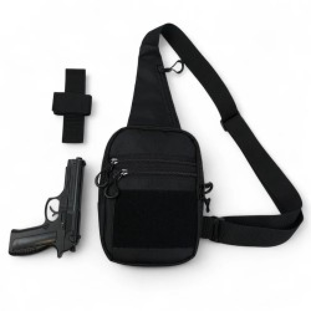 Тактическая мужская сумка с кобурой Cordura 1000D – 6 карманов, черный (арт. 13708)