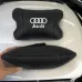 Набор автодушки 2шт на подголовник Audi / Ауди из натуральной кожи черная / Подголовник в машину