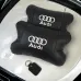 Набор автодушки 2шт на подголовник Audi / Ауди из натуральной кожи черная / Подголовник в машину