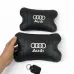 Набор автодушки 2шт на подголовник Audi / Ауди из натуральной кожи черная / Подголовник в машину