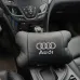 Набор автодушки 2шт на подголовник Audi / Ауди из натуральной кожи черная / Подголовник в машину