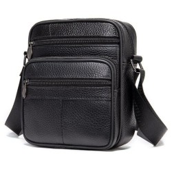 Стильная мужская сумка через плечо из натуральной кожи, компактный размер, много отделений