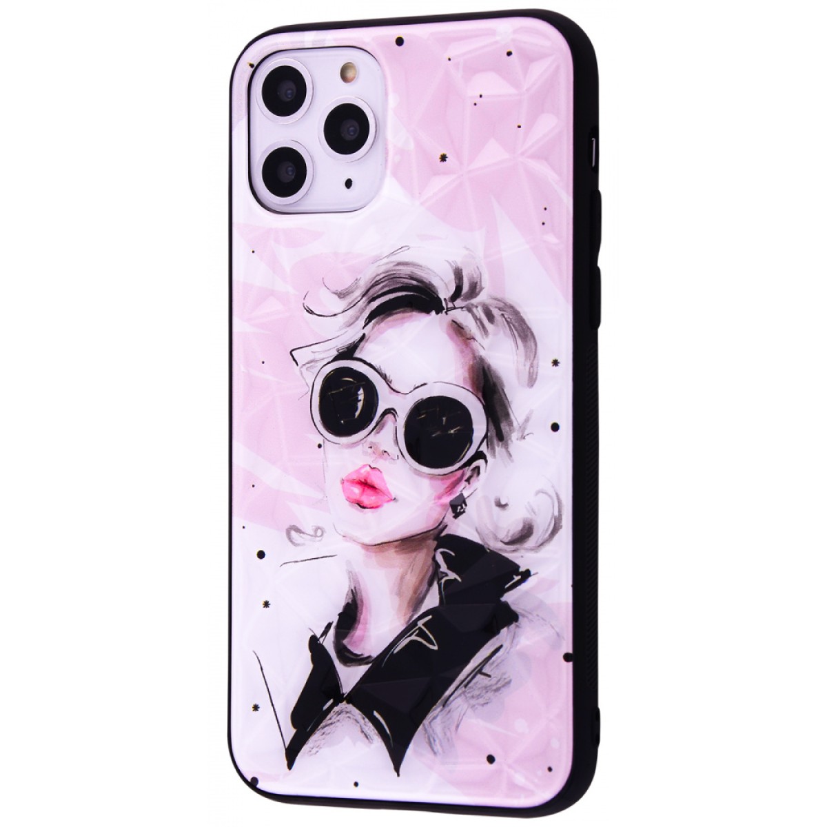 Чехол для Apple Iphone 11 Pro женщина в очках. Цвет: розовый (арт. 22621)