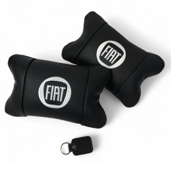 Набор подушек Fiat из натуральной кожи + вышивка логотипа и кожаный брелок в подарок