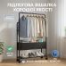 Сталева подвійна стійка для одягу та взуття на коліщатках чорного кольору - фото 2